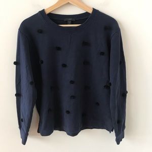 J Crew navy blue Pom Pom sweatshirt